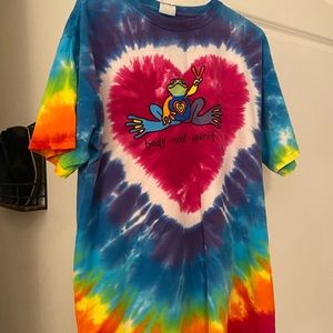 Peace frogs rainbow tie dye T-shirt
